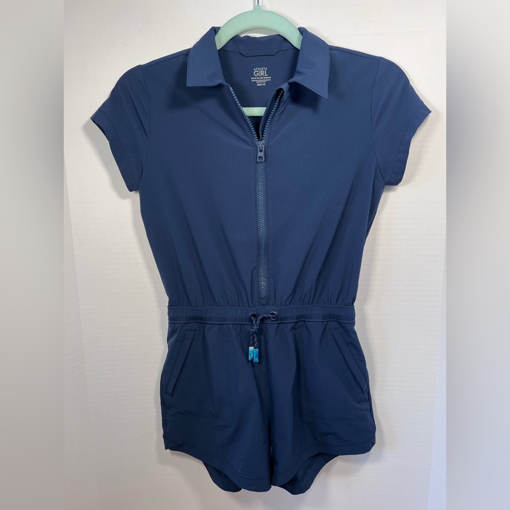 Athleta Girl Navy Vacay All Day Romper M(8/10)